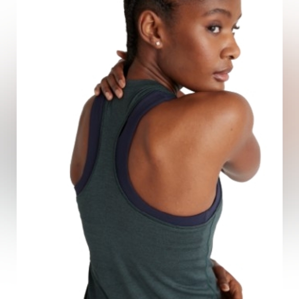 Quince Flowknit Breeze Racerback Tank Dark Green Size XS Moisture Wicking Soft